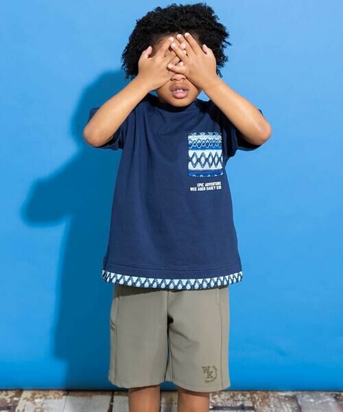 WASK / ワスク ショート・ハーフ・半端丈パンツ | 5分丈サイド切り替え刺しゅうパンツ(100~160cm) | 詳細4