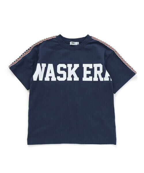 WASK/ワスク 【速乾】【お揃い】袖柄テープ天竺Tシャツ(100~160cm) ネイビー 160cm WASK/ワスク 【速乾】【お揃い】袖柄テープ天竺Tシャツ(100~160cm) ネイビー 160cm