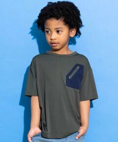 WASK / ワスク Tシャツ | 【接触冷感/速乾】【お揃い】ファスナーポケット配色速乾メッシュTシャツ(110~160cm)