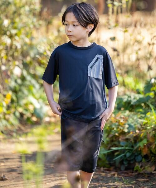 WASK / ワスク Tシャツ | 【接触冷感/速乾】【お揃い】ファスナーポケット配色速乾メッシュTシャツ(110~160cm) | 詳細3