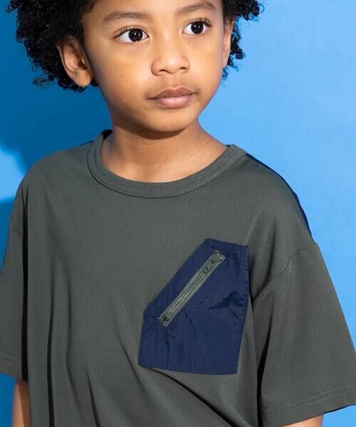 WASK / ワスク Tシャツ | 【接触冷感/速乾】【お揃い】ファスナーポケット配色速乾メッシュTシャツ(110~160cm) | 詳細9