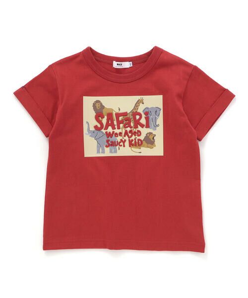 WASK/ワスク 【速乾】アニマルプリントロゴエンボス天竺Tシャツ(80~140cm) レッド 100cm WASK/ワスク 【速乾】アニマルプリントロゴエンボス天竺Tシャツ(80~140cm) レッド 100cm
