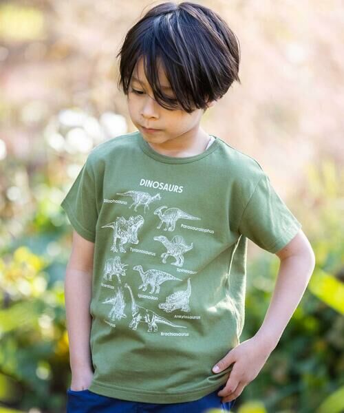 WASK / ワスク Tシャツ | 【速乾】恐竜図鑑プリントTシャツ(80~160cm)(グリーン)