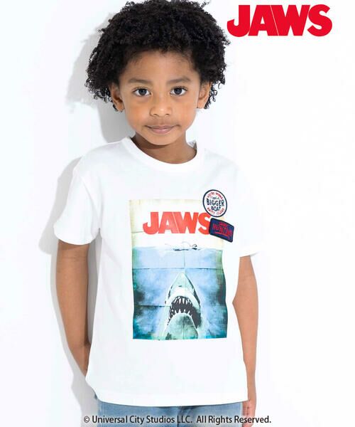 WASK / ワスク Tシャツ | 【JAWS(ジョーズ)】 リアルプリント&ワッペン天竺Tシャツ(100~160cm)(ホワイト)