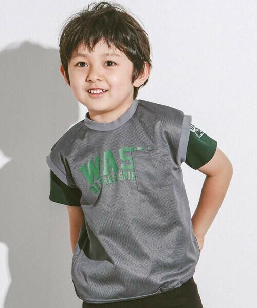 WASK/ワスク ドロストメッシュトップス&Tシャツセット(110~160cm) グレー 150cm WASK/ワスク ドロストメッシュトップス&Tシャツセット(110~160cm) グレー 150cm