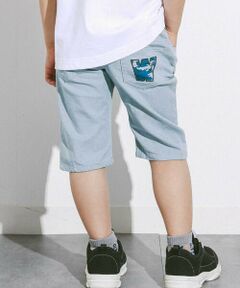 WASK / ワスク ショート・ハーフ・半端丈パンツ | 6分丈ロゴパッチワークリネン調ストレッチパンツ(110~160cm)