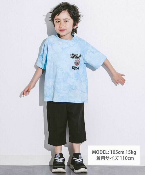 WASK / ワスク ショート・ハーフ・半端丈パンツ | 6分丈ロゴパッチワークリネン調ストレッチパンツ(110~160cm) | 詳細1