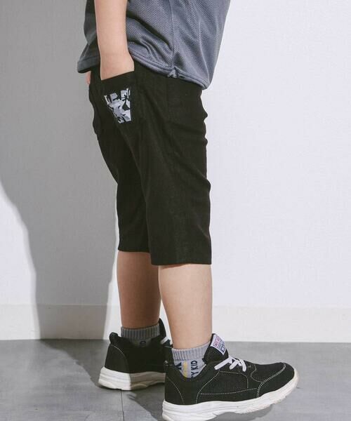 WASK / ワスク ショート・ハーフ・半端丈パンツ | 6分丈ロゴパッチワークリネン調ストレッチパンツ(110~160cm) | 詳細3