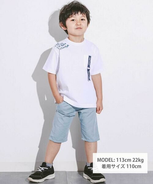 WASK / ワスク ショート・ハーフ・半端丈パンツ | 6分丈ロゴパッチワークリネン調ストレッチパンツ(110~160cm) | 詳細6