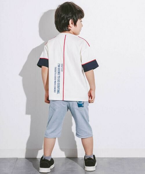 WASK / ワスク ショート・ハーフ・半端丈パンツ | 6分丈ロゴパッチワークリネン調ストレッチパンツ(110~160cm) | 詳細7