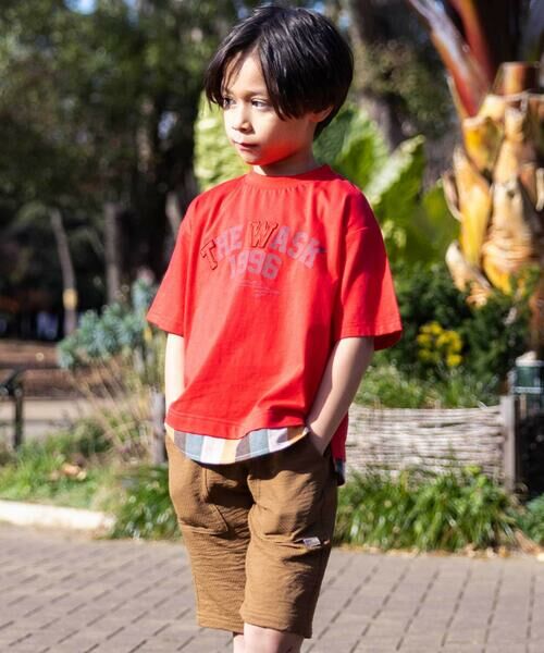 WASK / ワスク Tシャツ | 【接触冷感/速乾】シャツレイヤード風ロゴパッチワークデザインTシャツ(100~160cm) | 詳細2