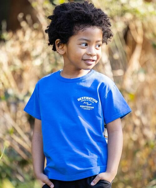 WASK / ワスク Tシャツ | 【接触冷感】マルチボーダー切り替えTシャツ(100~160cm)(ブルー)