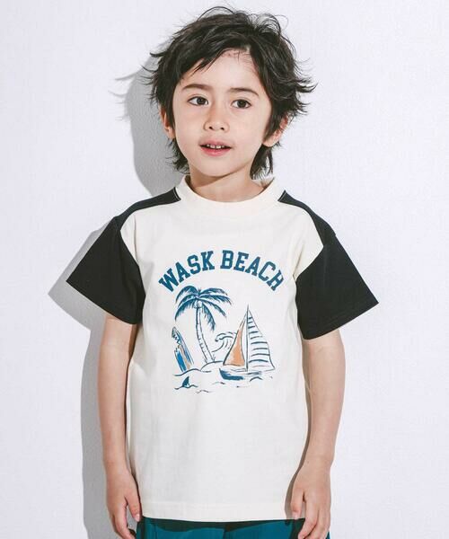 WASK/ワスク 【接触冷感】ビーチバイカラーTシャツ(100~160cm) オフホワイト 140cm
