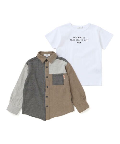 WASK / ワスク セットアップ | カラフル袖シャツ&ロゴプリント半袖Tシャツ(100~160cm) | 詳細4