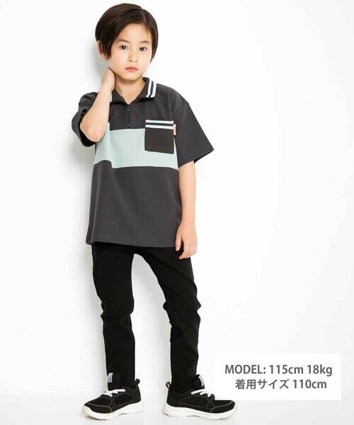 WASK / ワスク Tシャツ | ハーフジップパイル半袖BIGTシャツ(110~160cm) | 詳細1