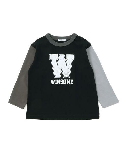 WASK/ワスク カラフル袖ロゴプリントロング長袖Tシャツ(100~160cm) ブラック 130cm WASK/ワスク カラフル袖ロゴプリントロング長袖Tシャツ(100~160cm) ブラック 130cm