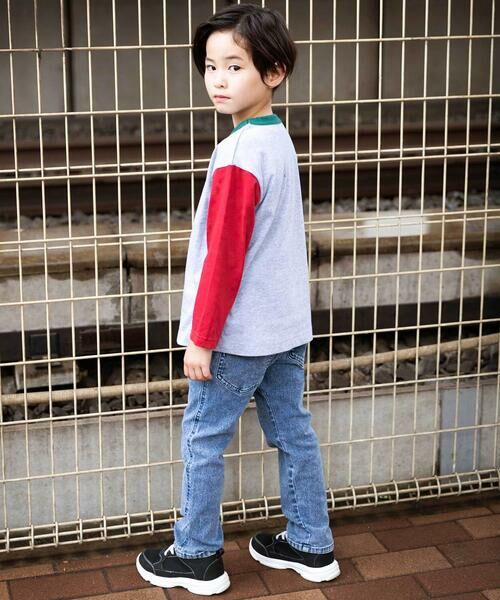 WASK / ワスク Tシャツ | カラフル袖ロゴプリントロング長袖Tシャツ(100~160cm) | 詳細10