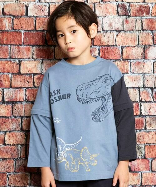 WASK/ワスク 袖取り外し恐竜プリント長袖Tシャツ(80~160cm) ブルー 90cm WASK/ワスク 袖取り外し恐竜プリント長袖Tシャツ(80~160cm) ブルー 90cm