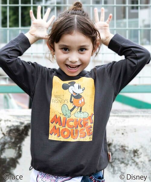 WASK/ワスク 【Disney(ディズニー)】ドロストBIGTシャツ ブラック 150cm