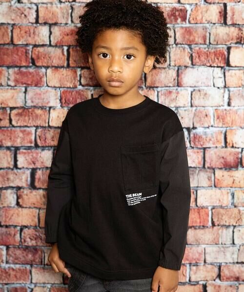 WASK/ワスク ナイロン袖ビッグTシャツ(100~160cm) ブラック 130cm