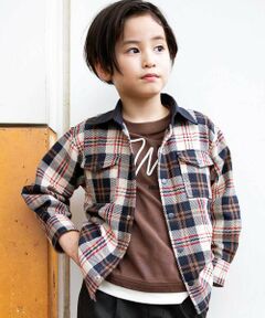 WASK / ワスク シャツ・ブラウス | 配色胸ポケットカルゼチェックシャツ(100~160cm)