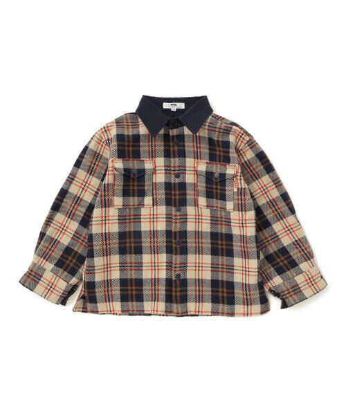 WASK / ワスク シャツ・ブラウス | 配色胸ポケットカルゼチェックシャツ(100~160cm) | 詳細3