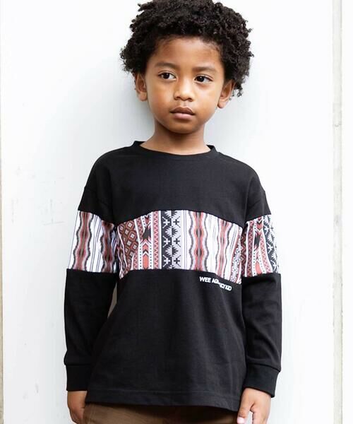 WASK/ワスク ネイティブ柄プリントTシャツ(110~160cm) ブラック 140cm WASK/ワスク ネイティブ柄プリントTシャツ(110~160cm) ブラック 140cm