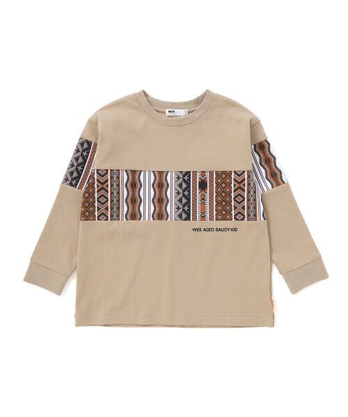WASK / ワスク Tシャツ | ネイティブ柄プリントTシャツ(110~160cm)(ベージュ)