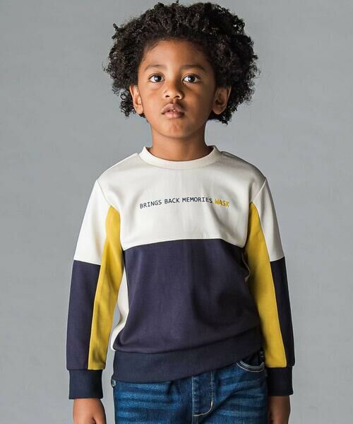 WASK / ワスク スウェット | ロゴプリント配色トレーナー(110~160cm)(オフホワイト)
