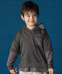 WASK / ワスク スウェット | レイヤード風BIGフーディトレーナー(110~160cm)