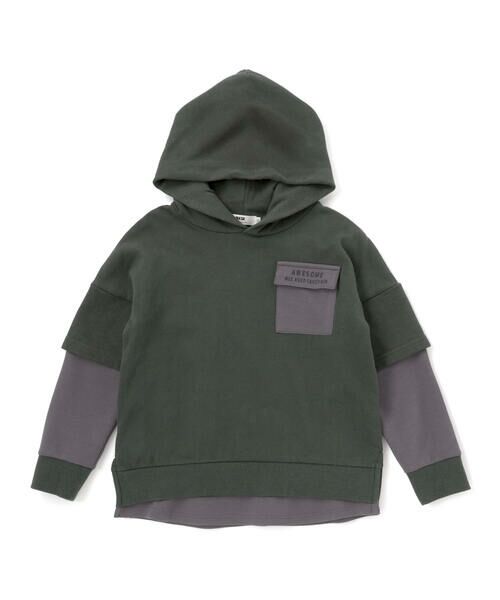 WASK / ワスク スウェット | レイヤード風BIGフーディトレーナー(110~160cm) | 詳細3