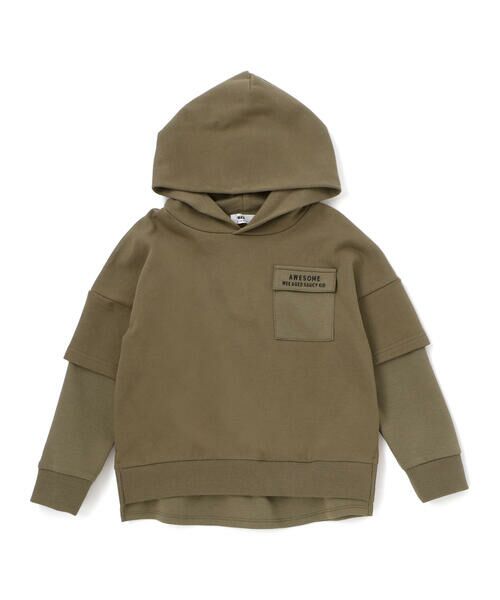 WASK / ワスク スウェット | レイヤード風BIGフーディトレーナー(110~160cm) | 詳細16