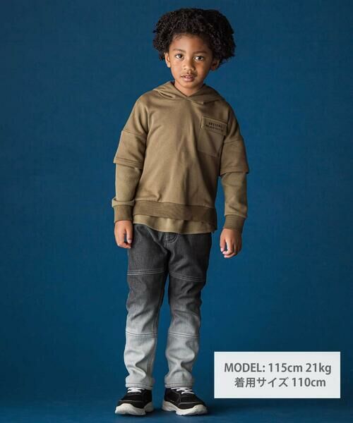 WASK / ワスク スウェット | レイヤード風BIGフーディトレーナー(110~160cm) | 詳細14