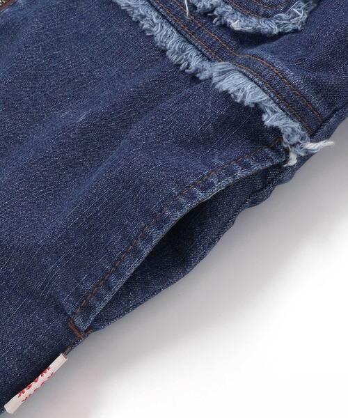 WASK / ワスク ノーカラージャケット | フリンジストレッチデニム中綿キルトジャケット(110~160cm) | 詳細10