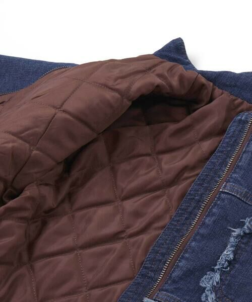 WASK / ワスク ノーカラージャケット | フリンジストレッチデニム中綿キルトジャケット(110~160cm) | 詳細13