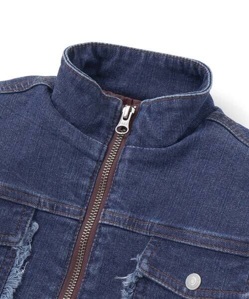 WASK / ワスク ノーカラージャケット | フリンジストレッチデニム中綿キルトジャケット(110~160cm) | 詳細7