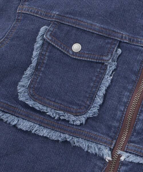 WASK / ワスク ノーカラージャケット | フリンジストレッチデニム中綿キルトジャケット(110~160cm) | 詳細8