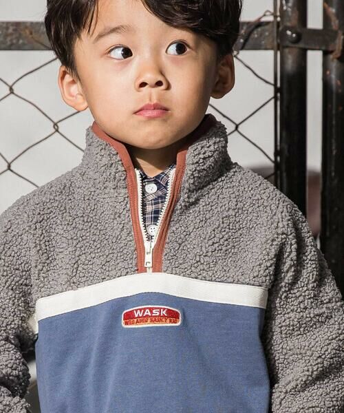 WASK / ワスク スウェット | ボア切り替えハーフジップトレーナー(110~160cm) | 詳細3