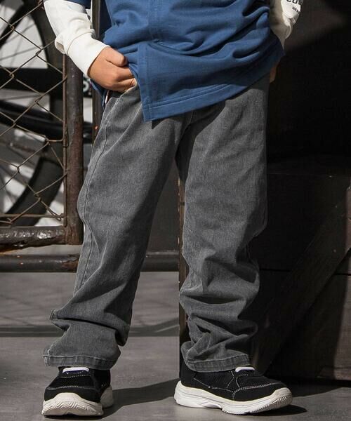 WASK / ワスク チノ・ワークパンツ | ロゴ刺しゅうストレッチツイルパンツ(110~160cm)(グレー)