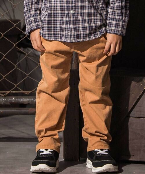WASK / ワスク チノ・ワークパンツ | ロゴ刺しゅうストレッチツイルパンツ(110~160cm)(オレンジ)