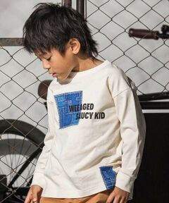 WASK / ワスク Tシャツ | デニム風プリントバスク天竺BIGTシャツ(110~160cm)