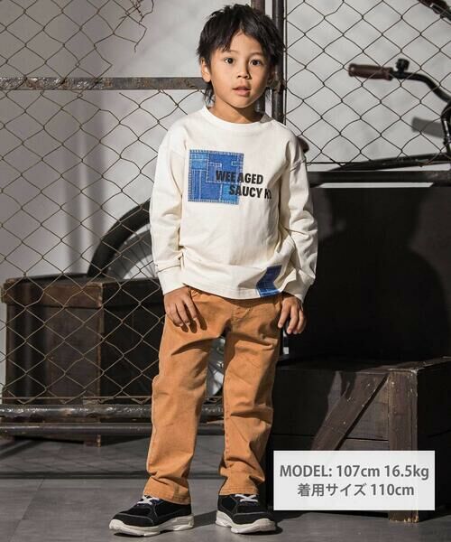 WASK / ワスク Tシャツ | デニム風プリントバスク天竺BIGTシャツ(110~160cm) | 詳細1