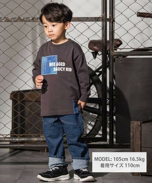 WASK / ワスク Tシャツ | デニム風プリントバスク天竺BIGTシャツ(110~160cm) | 詳細4