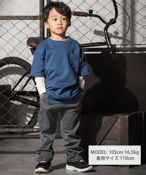 WASK / ワスク Tシャツ | アシンメトリー重ね着風BIGミニ裏毛＆ロングTシャツセット(110~160cm) | 詳細1