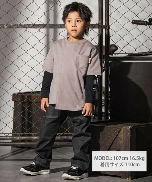 WASK / ワスク Tシャツ | アシンメトリー重ね着風BIGミニ裏毛＆ロングTシャツセット(110~160cm) | 詳細9