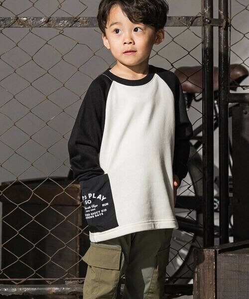 WASK / ワスク スウェット | バイカラーラグランロゴBIGトレーナー(110~160cm) | 詳細2