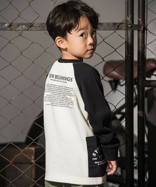 WASK / ワスク スウェット | バイカラーラグランロゴBIGトレーナー(110~160cm) | 詳細3