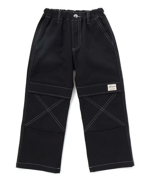 WASK / ワスク その他パンツ | アーカイブ配色ステッチ ワイドストレッチパンツ(110~160cm)（ブラック）
