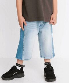 WASK / ワスク デニムパンツ | 6分丈バイカラー・ストレッチデニムパンツ(100~160cm)