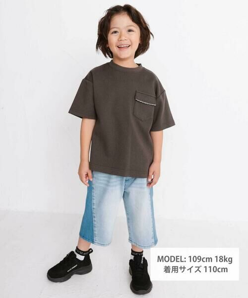 WASK / ワスク デニムパンツ | 6分丈バイカラー・ストレッチデニムパンツ(100~160cm) | 詳細1